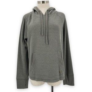 Prana Large Womens Shea Waffle Hoodie Thermal Knit Pulllover Top Cargo Green
